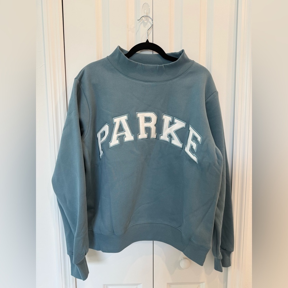 NWT PARKE Sport Fleece Varsity Mockneck - Glacier + White - Picture 3 of 7
